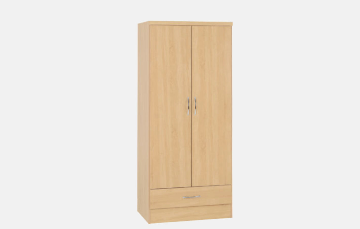 Nevada 2 Door 1 Drawer Wardrobe - Sonoma Oak