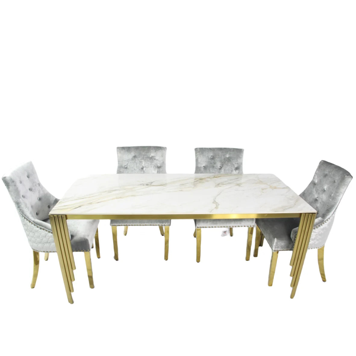 Mayfair Gold 1.8M Dining Table & 6 Bentley Gold Dining Chairs