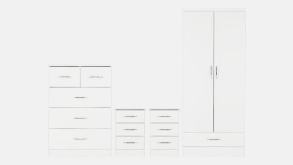 Nevada 2 Door 1 Drawer Bedroom Set - White Gloss