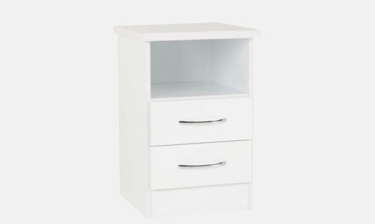 Nevada 2 Drawer Bedside - White Gloss