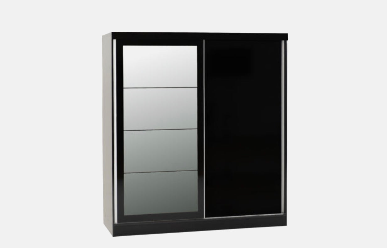 Nevada 2 Door Sliding Wardrobe - Black Gloss