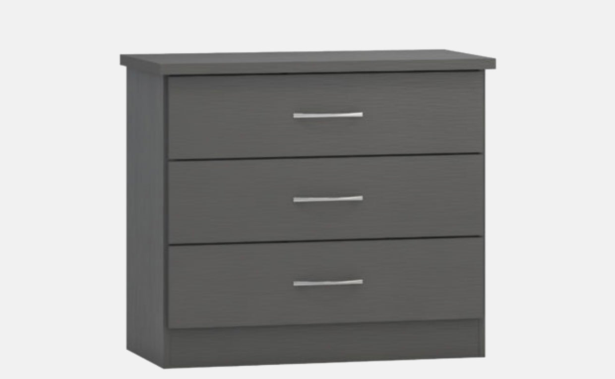 Nevada 3 Drawer Chest - Grey Effdct