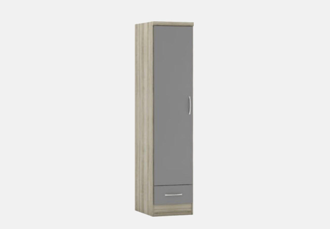 Nevada 1 Door 1 Drawer Wardrobe - Grey