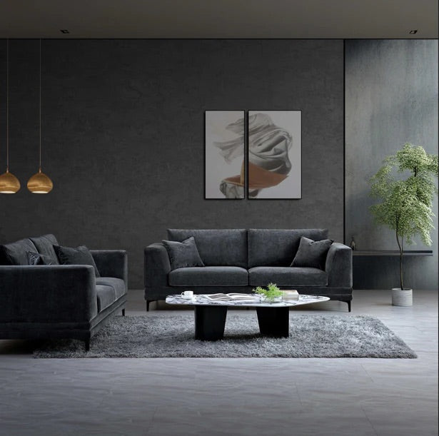 Aluxo Lennox Sofa Range In Steel Velvet