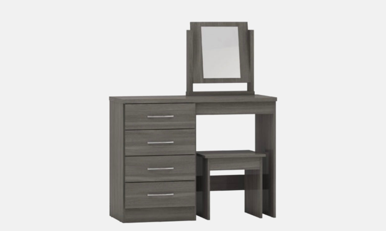 Nevada 4 Drawer Dressing Table Set - Grey Effect