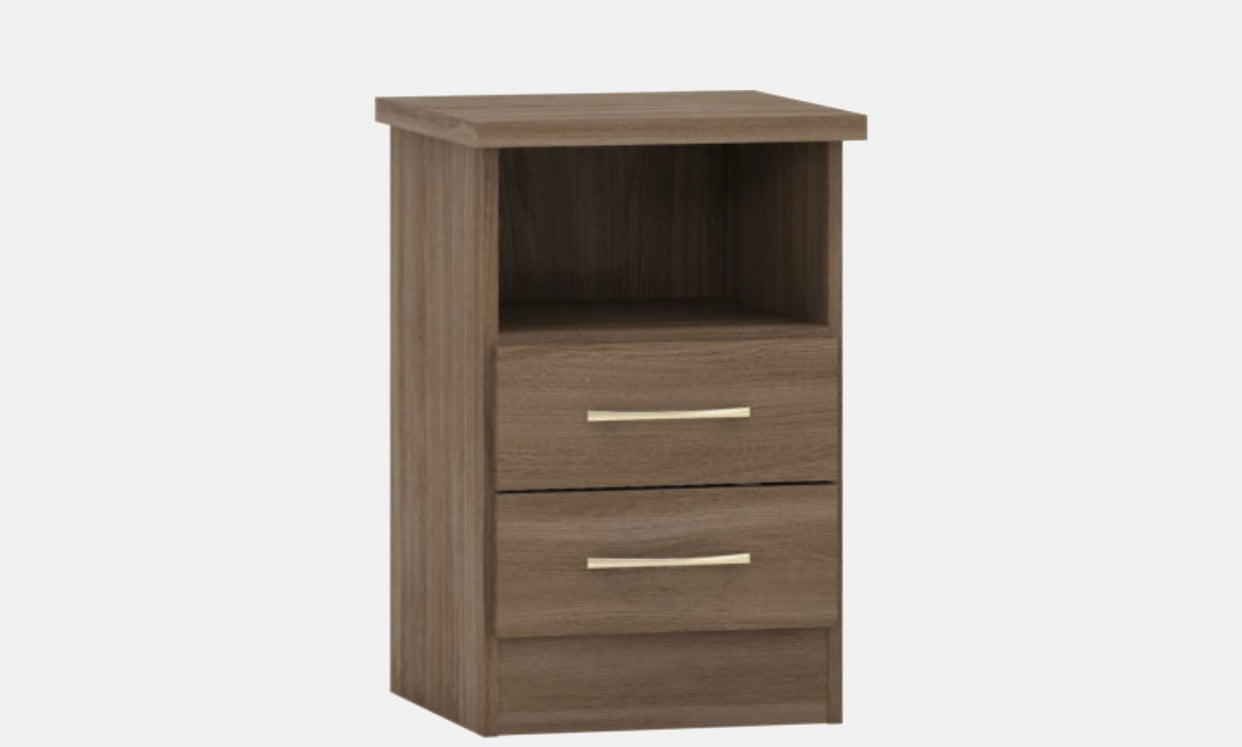 Nevada 2 Drawer Bedside - Rustic Oak