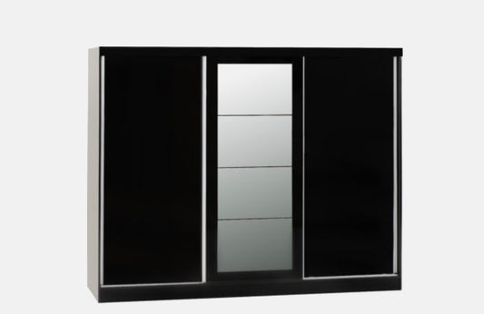 Nevada 3 Door Sliding Wardrobe - Black Gloss