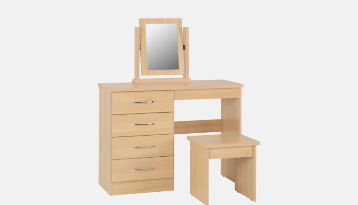 Nevada 4 Drawer Dressing Table Set - Light Oak