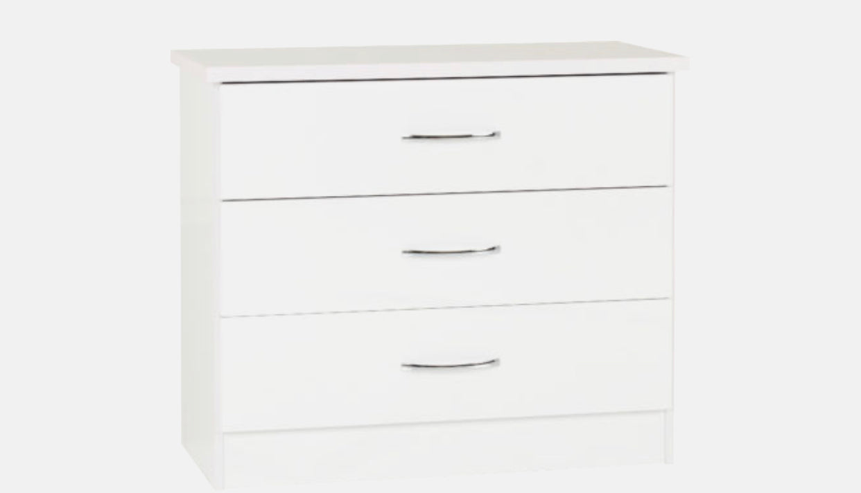 Nevada 3 Drawer Chest - White Gloss