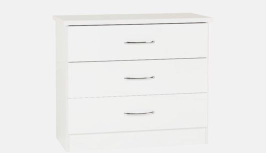 Nevada 3 Drawer Chest - White Gloss