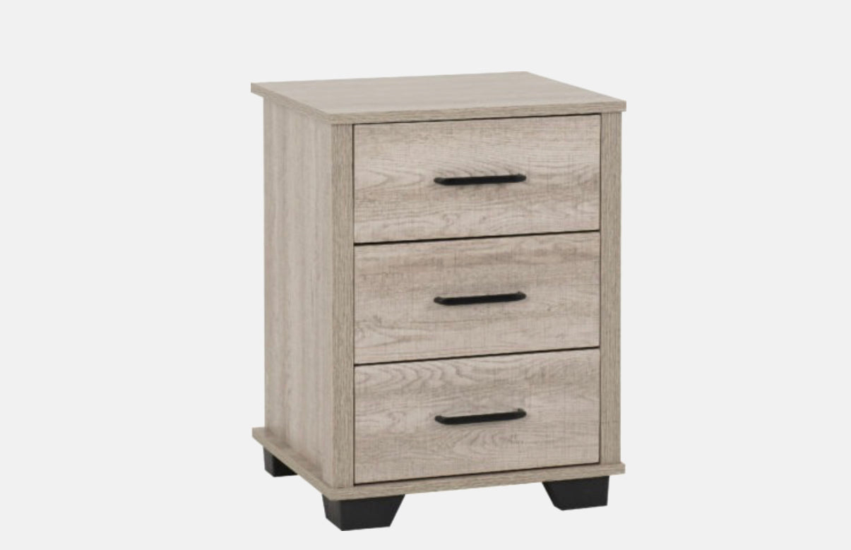 Oliver 3 Drawer Bedside - Light Oak