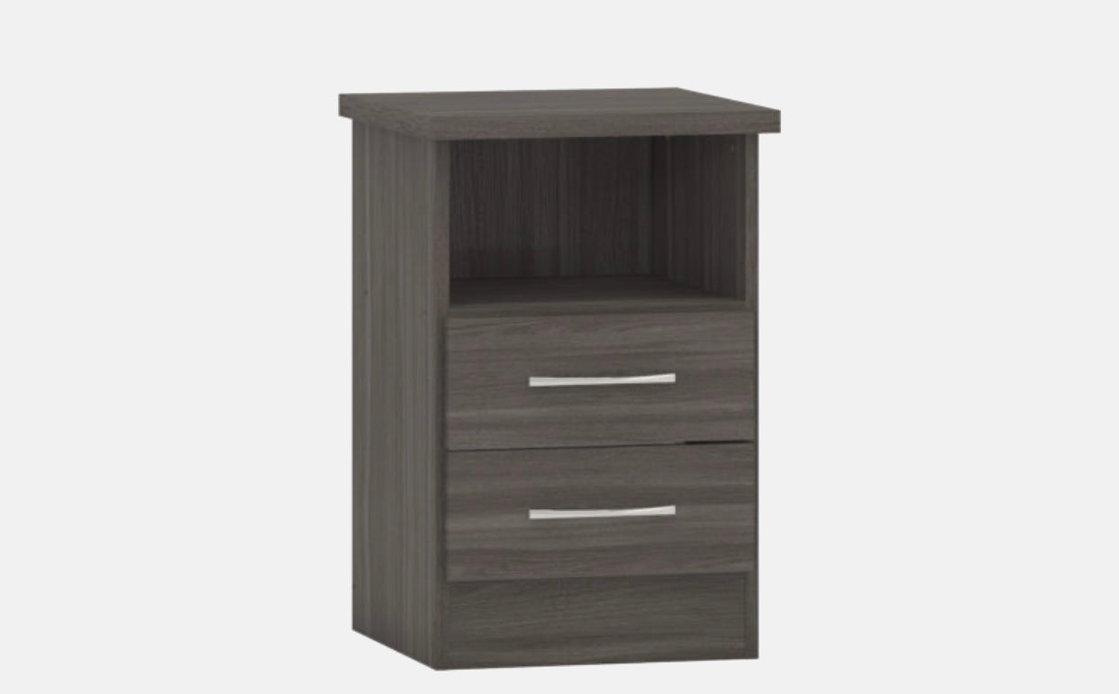 Nevada 2 Drawer Bedside - Black Grain