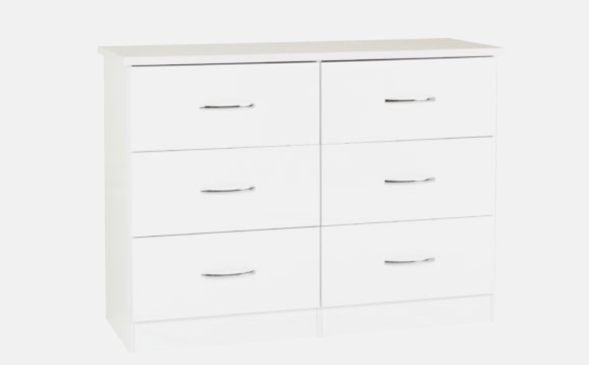 Nevada 6 Drawer Chest - White Gloss