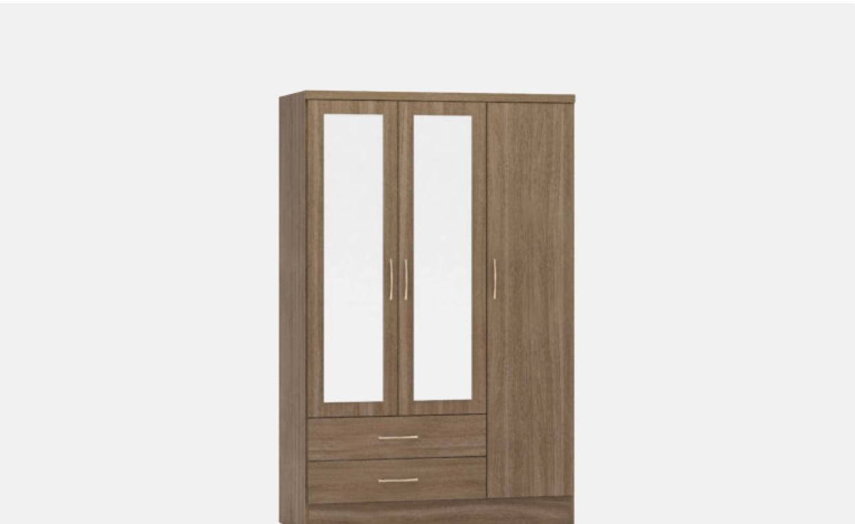 Nevada 3 Door 2 Drawer Mirror Wardrobe - Rustic Affect