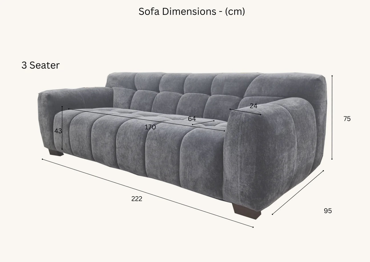 Aluxo Harlem Sofa Range In Steel Velvet