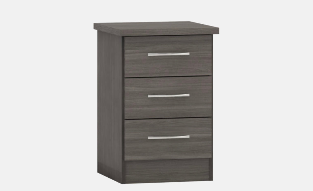 Nevada 3 Drawer Bedside - Grey Effect