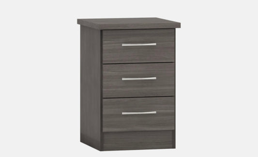 Nevada 3 Drawer Bedside - Grey Effect