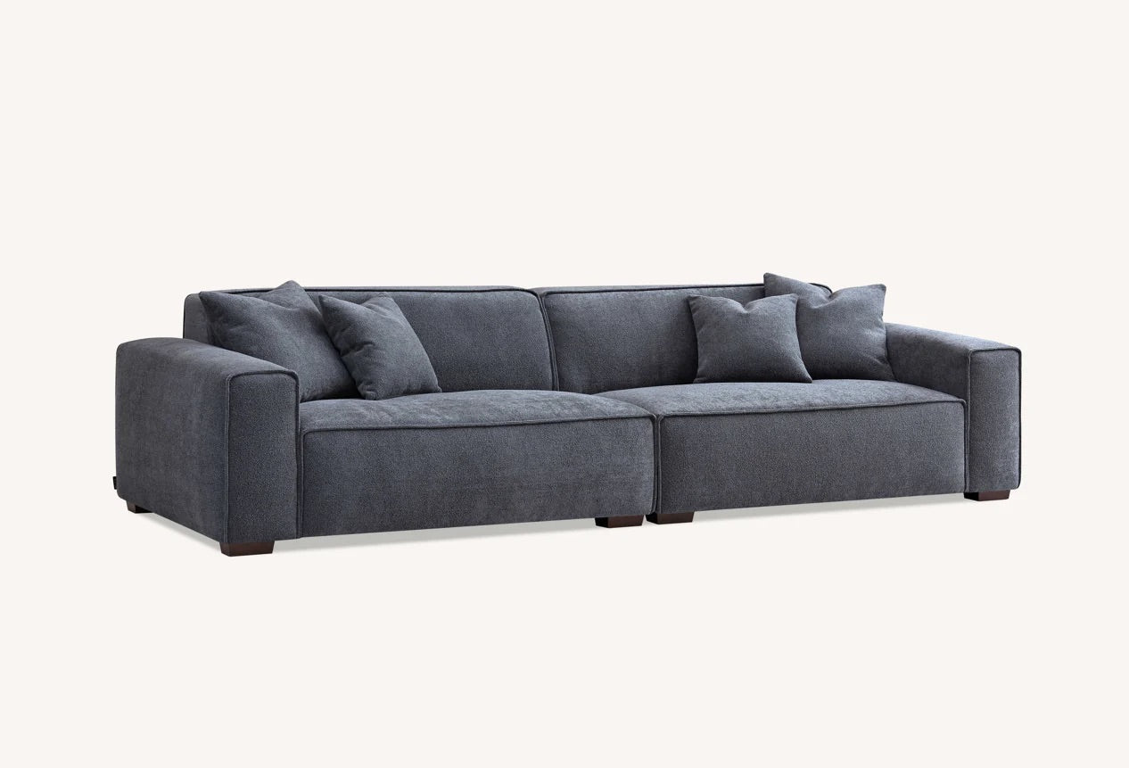 Aluxo Dakota 4 Seater with Chaise In Charcoal Bubble