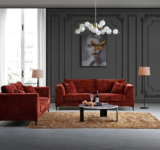 Aluxo Lennox Sofa Range In Rust Velvet