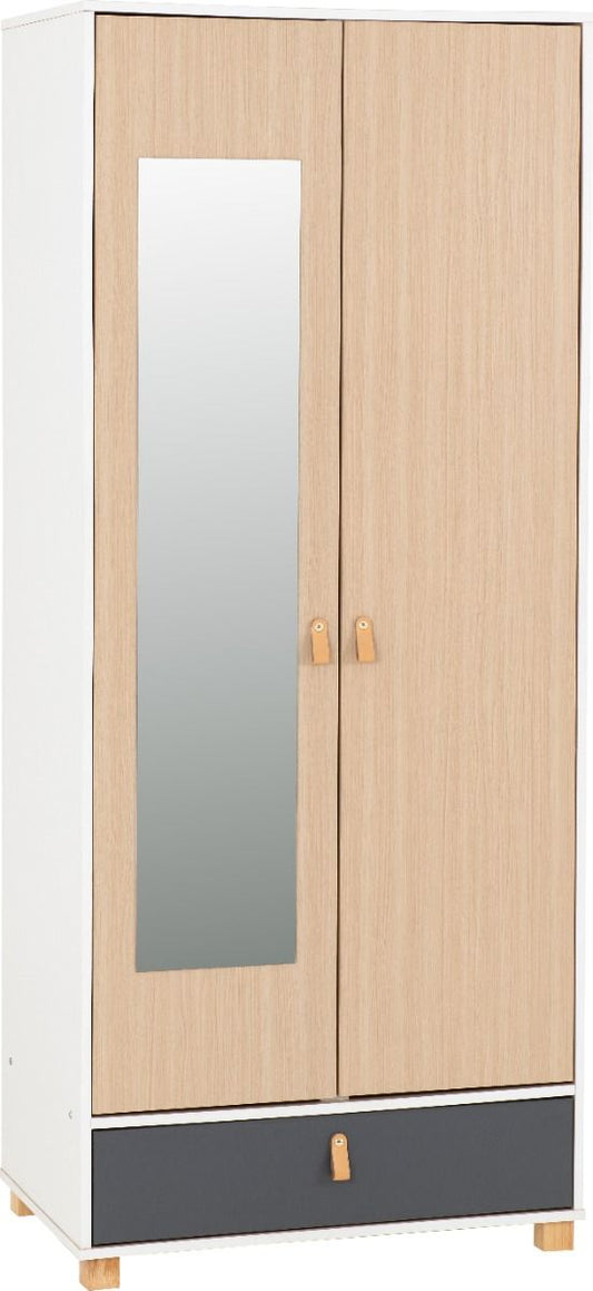 Brooklyn 2 Door 1 Drawer Mirror Wardrobe