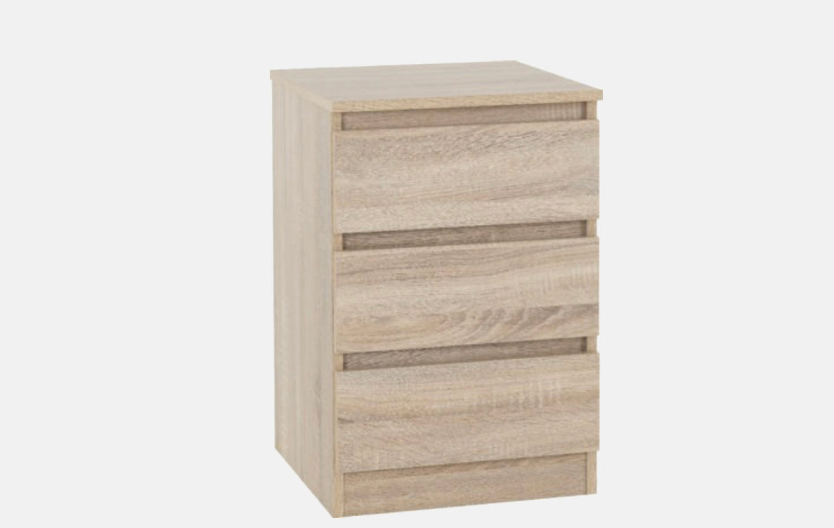 Malvern 3 Drawer Bedside