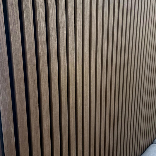 Real Wood Acoustic Slatted Wall Panels Dark Oak