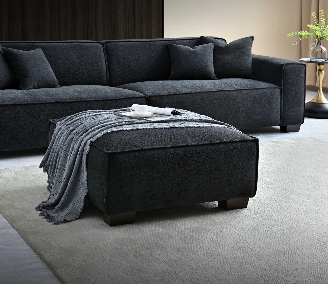 Aluxo Dakota 4 Seater With Chaise In Midnight Boucle