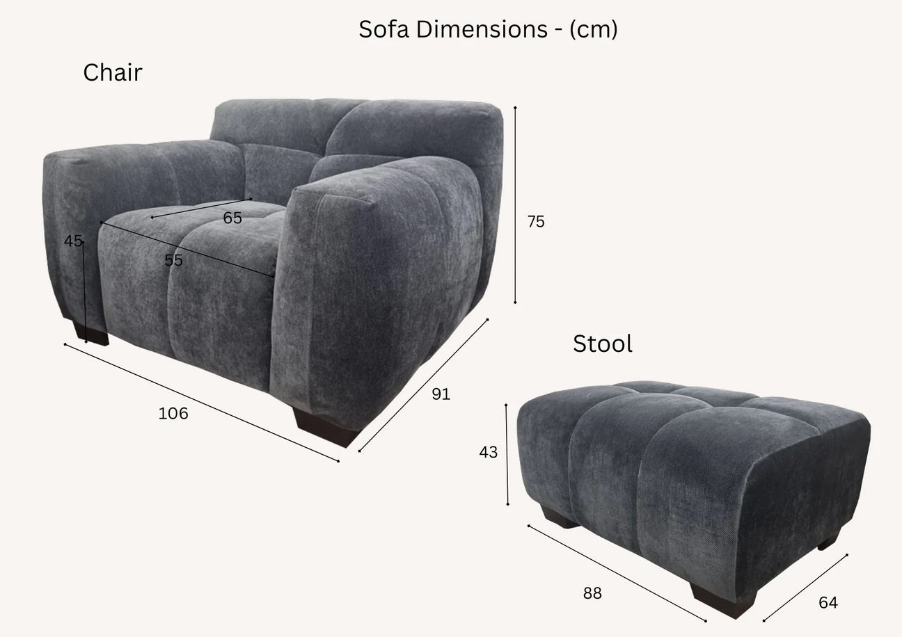 Aluxo Harlem Sofa Range In Steel Velvet