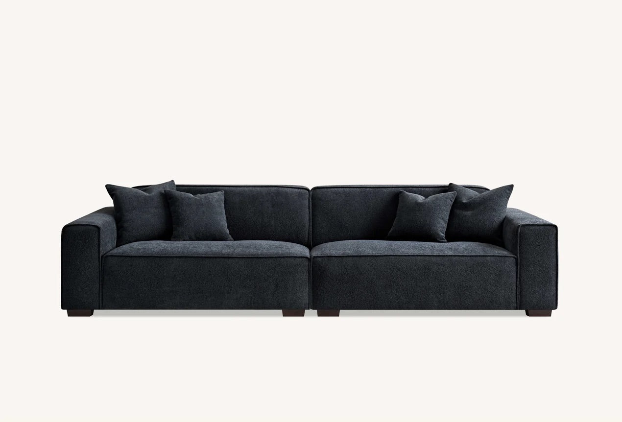 Aluxo Dakota 4 Seater With Chaise In Midnight Boucle