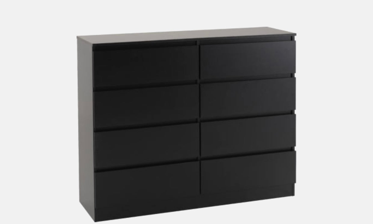 Malvern 8 Drawer Chest - Black