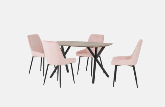 Athens rectangular Dining Table & 4 Avery Pink Chairs