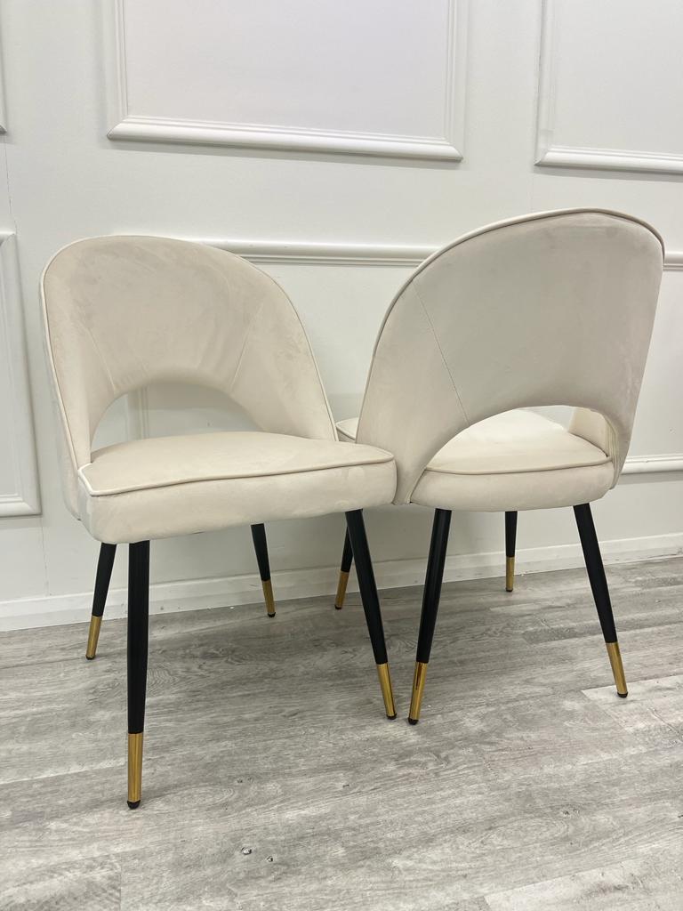 Astra Beige Velvet Dining Chairs