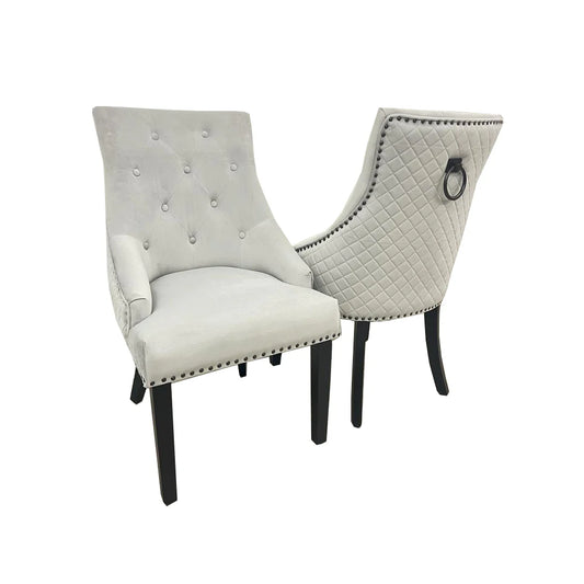 Bentley Black Leg Dining Chair Light Grey