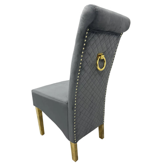 Lucy Dark Grey / Gold Legs Dining Chairs