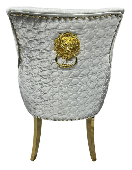 Roma Silver / Gold lion knocker chair