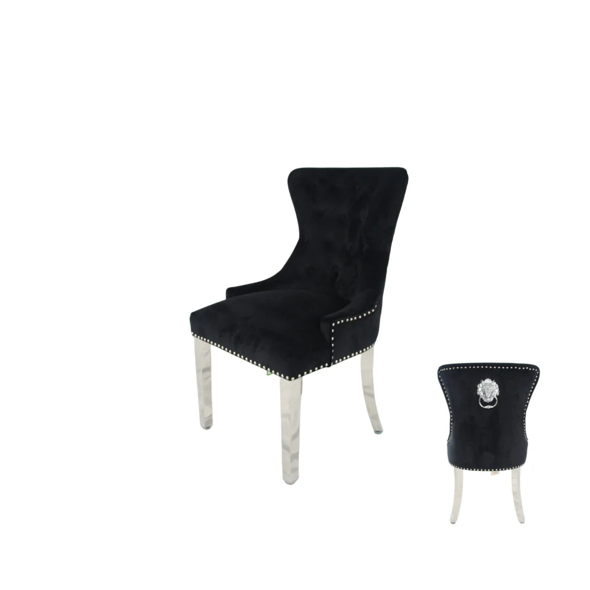 Chelsea Black Velvet lion Knocker Dining Chair