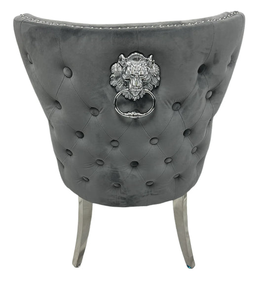 Lewis Dark Grey Lion Knocker Dining Chair