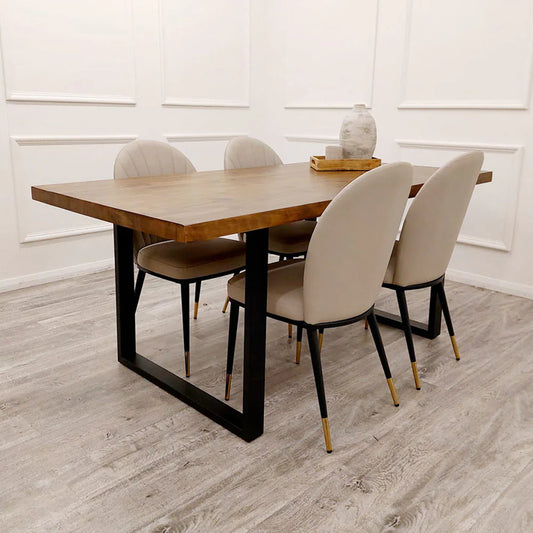 Freya 1.8M Dark Wood Table & 4 Etta Chairs