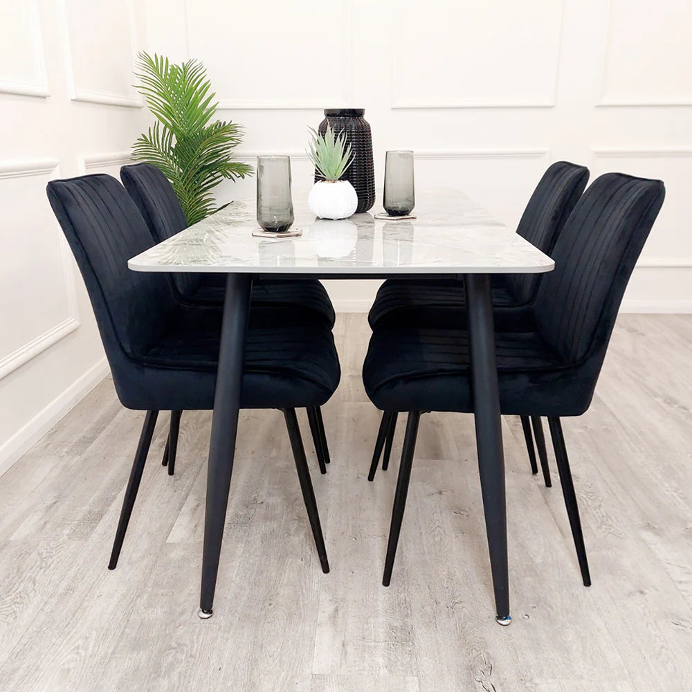 Titus 1.4M Table & 4 Black Dido Chairs