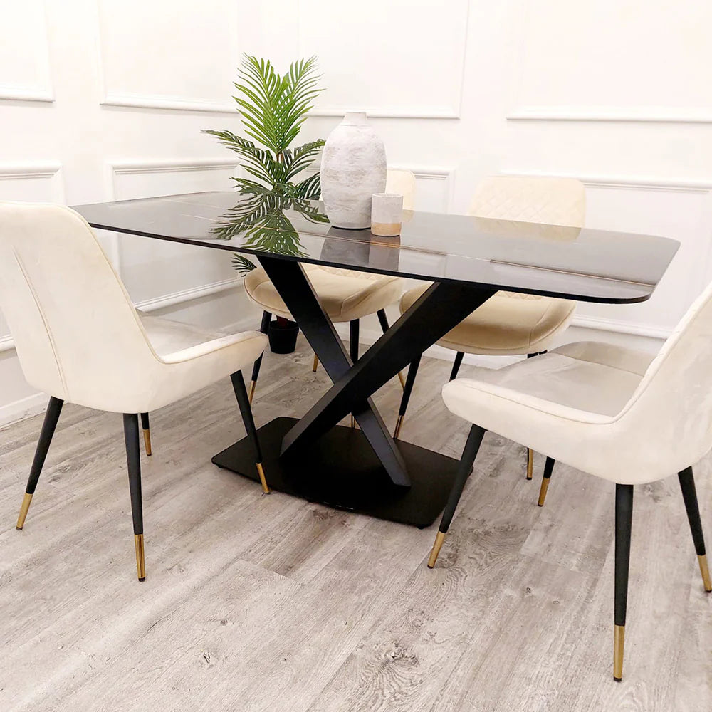 Apollo 1.6M Table & 4 Cream Dido Chairs