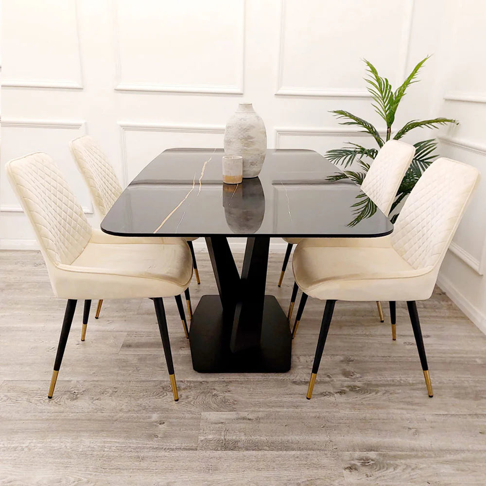 Apollo 1.6M Table & 4 Cream Dido Chairs