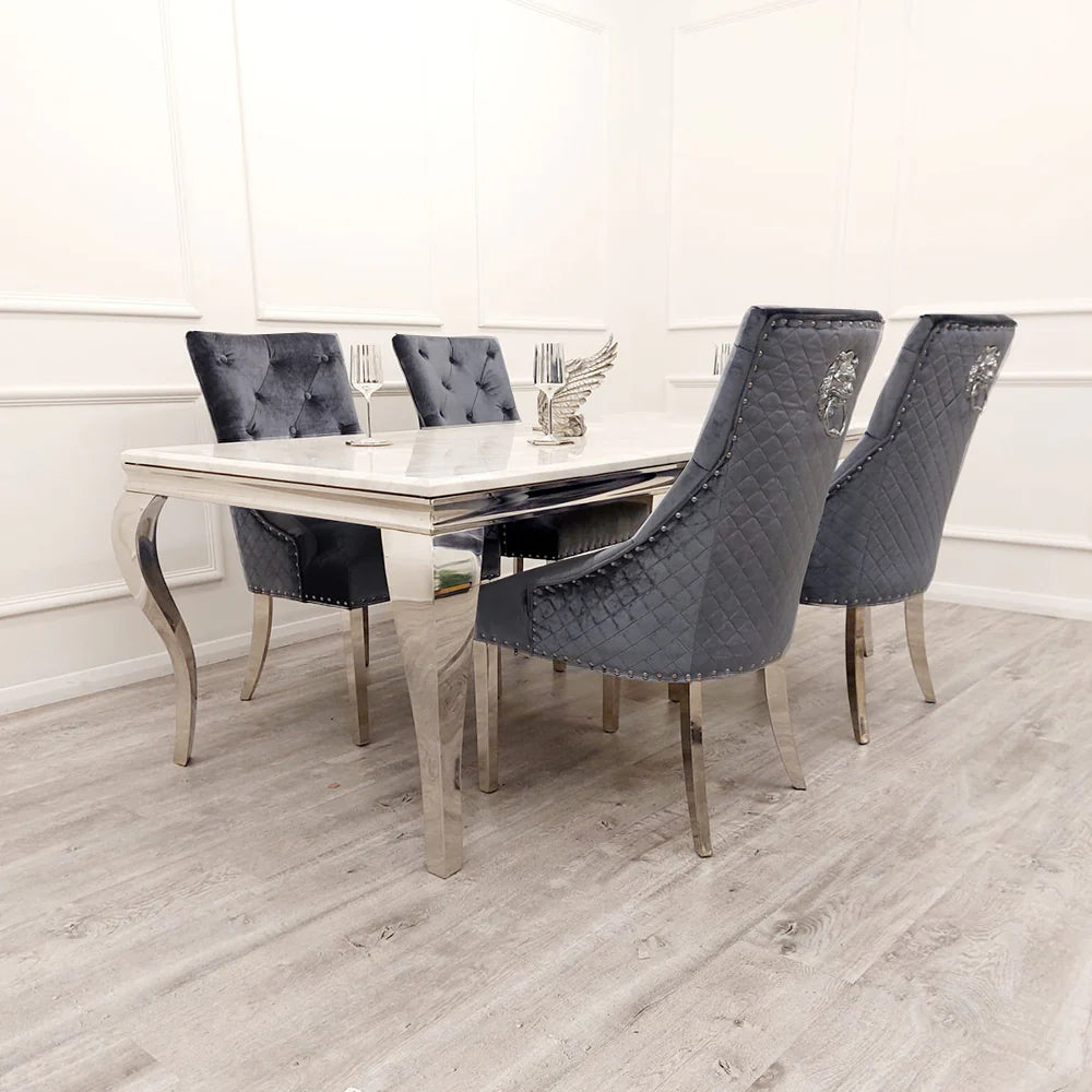 Louis Marble Table & Bentley Dining Chairs