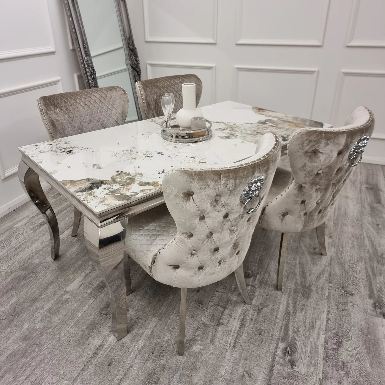 Louis Marble Table & Chelsea Dining Chairs