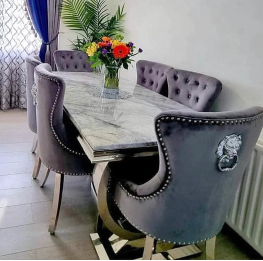 Ariana 1.8M Marble Table & Mayfair Dining Chairs