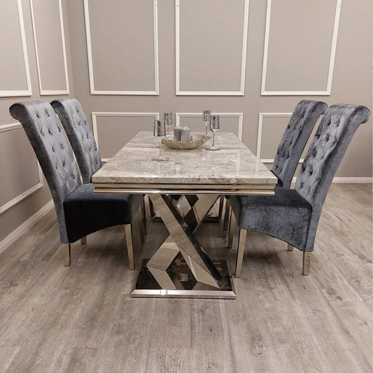 Xavia 1.8M Marble Table & Emma Dining Chairs