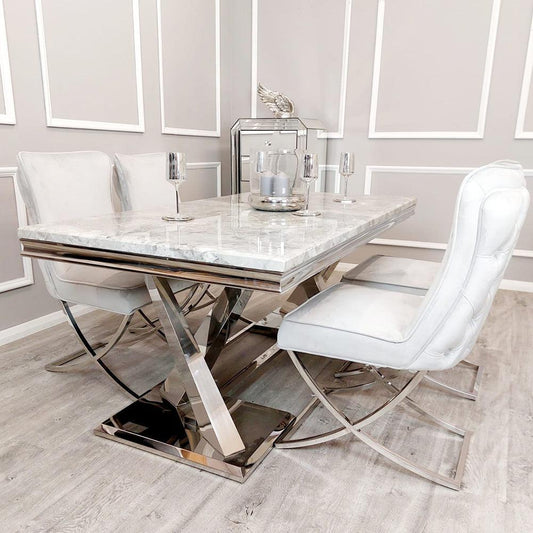 Xavia 1.8M Marble Table & Belgravia Dining Chairs