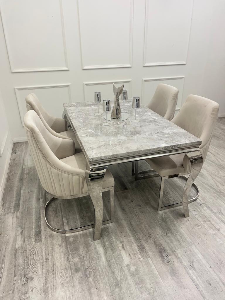 Louis 1.5M Marble Table & Chelmsford Dining Chairs