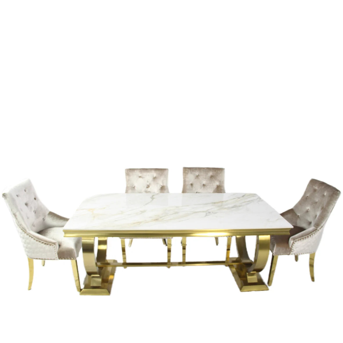 Chelsea Gold 1.8M Dining Table & 6 Bentley Gold Dining Chairs